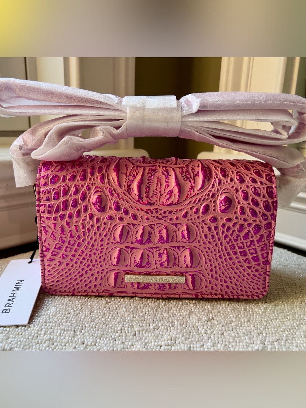 NWT Brahmin Leather MINUETTE Crossbody Bag/Wallet, BCA Pink Empower (#2)